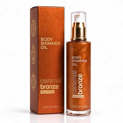 Body Glow Shimmer Oil, Caramel Bronze & Golden Nectar, 3.3 fl oz